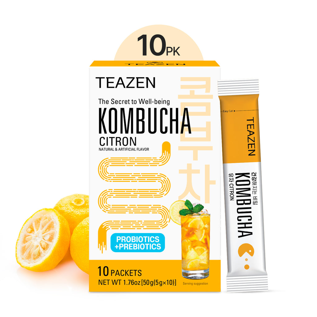 Teazen Citron Kombucha | Sugar-Free Probiotic Gut Health Drink Mix | 10 Sachets (50g)