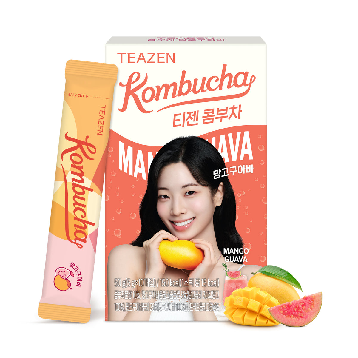 TWICE x TEAZEN Mango Guava Kombucha | Sugar-Free Probiotic Gut Health Drink Mix | 10 Sachets (50g)