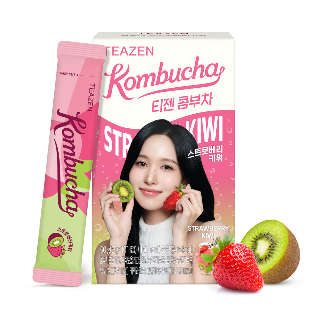 TWICE x TEAZEN Kiwi Strawberry Kombucha | Sugar-Free Probiotic Gut Health Drink Mix | 10 Sachets (50g)