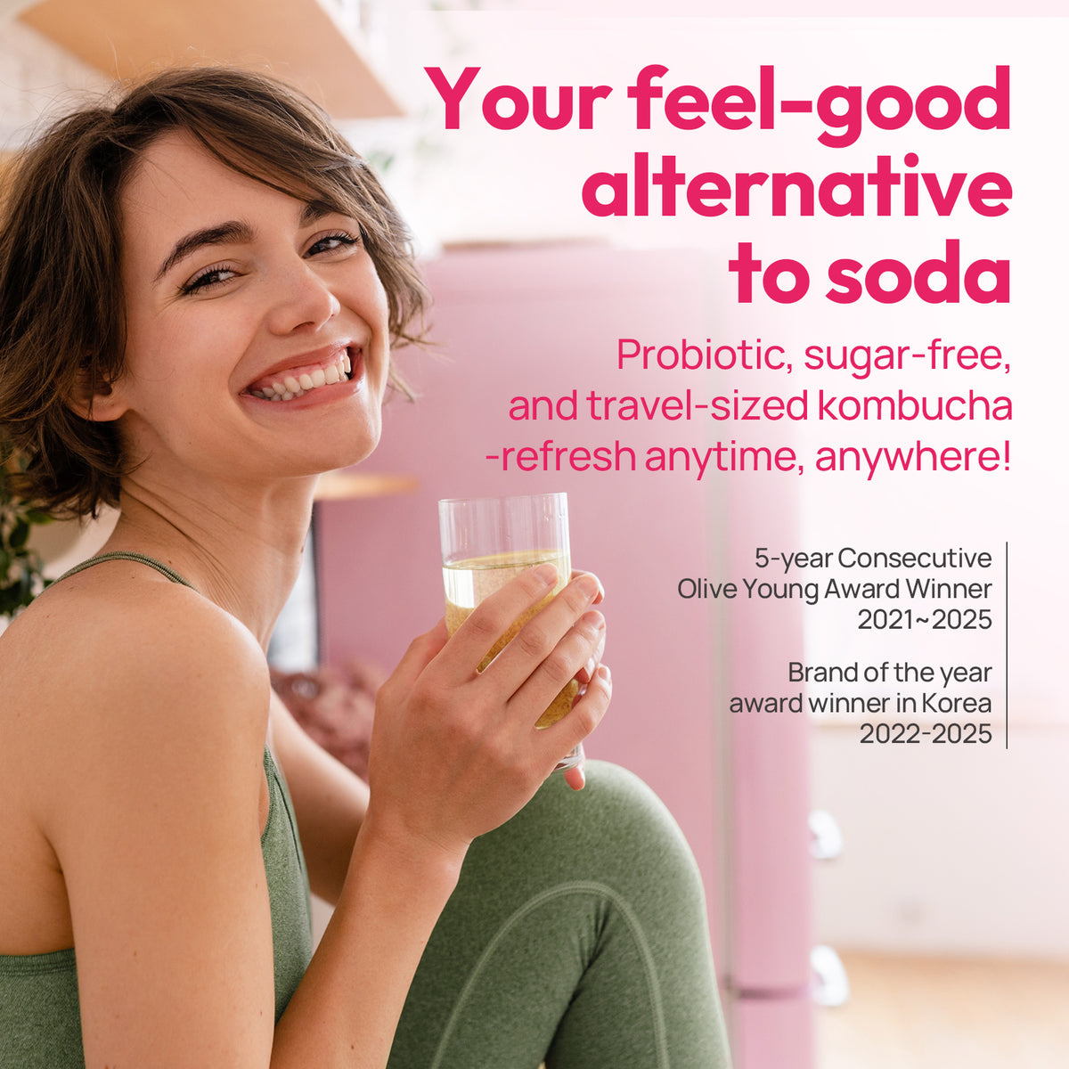 TWICE x TEAZEN Kiwi Strawberry Kombucha | Sugar-Free Probiotic Gut Health Drink Mix | 10 Sachets (50g)